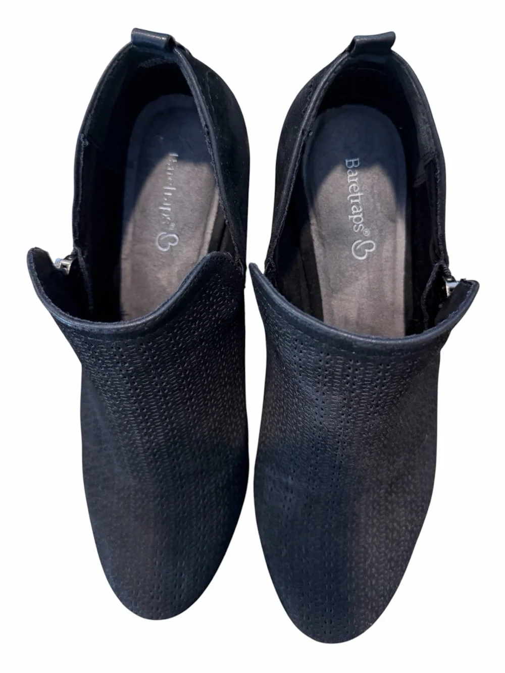 Baretrap Women’s Black Cutout Ankle Booties with Wood Block Heel